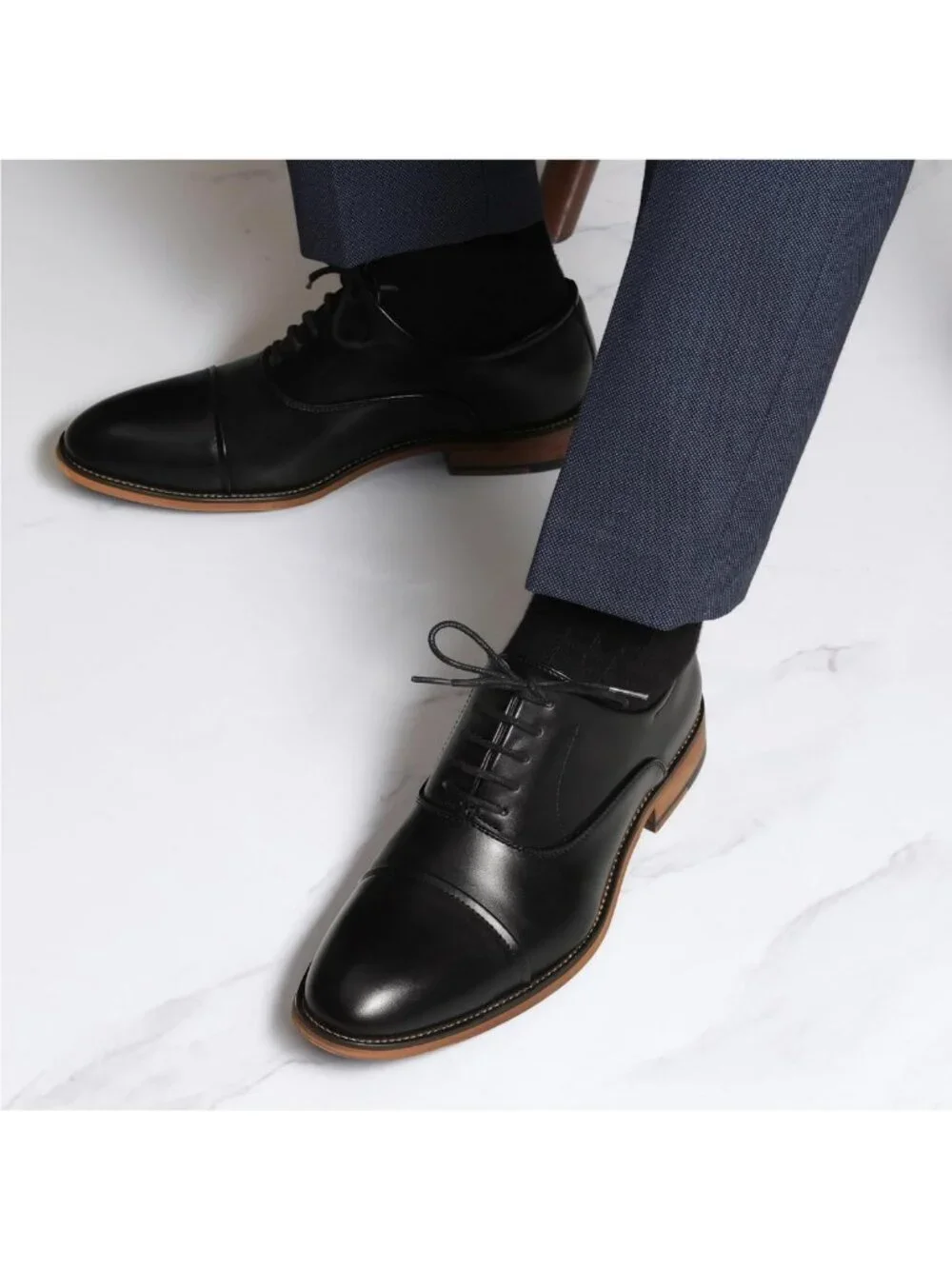 Stylish Men's Cap-Toe Formal Dress Shoes for Business & Special Occasions